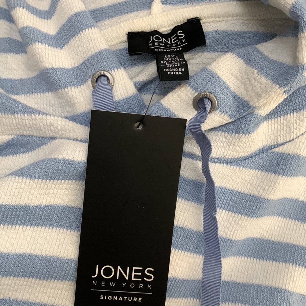 Jones New York French Terry Relaxed Fit Striped Hoodie NEW! - Picture 8 of 8